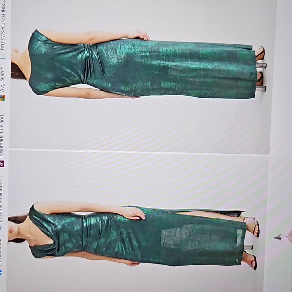 Connected Apparel Metallic Cowl Neck Sleeveless Gown NWOT